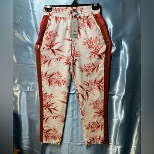 Joie Red and White Floral Jogger Pants